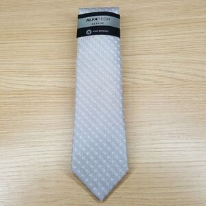 ALFANI Mens Neck Tie Silver Gray Herringbone Stripe Stain Resistant